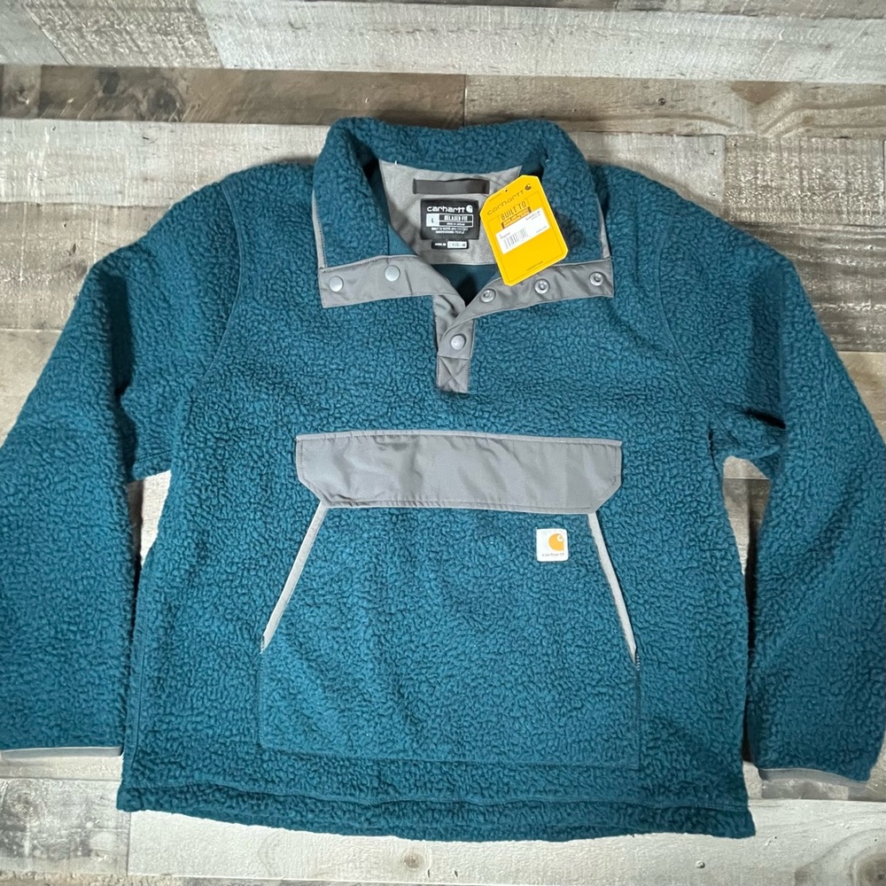 Carhartt Relaxed Fit Snap Front Pullover Men’s Fleece Jacket Size L